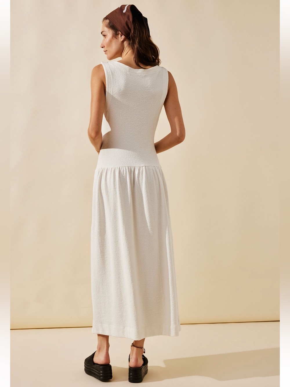 Free People Easy Does It Maxi Dress-white slubby French terry-NWT - Picture 4 of 10